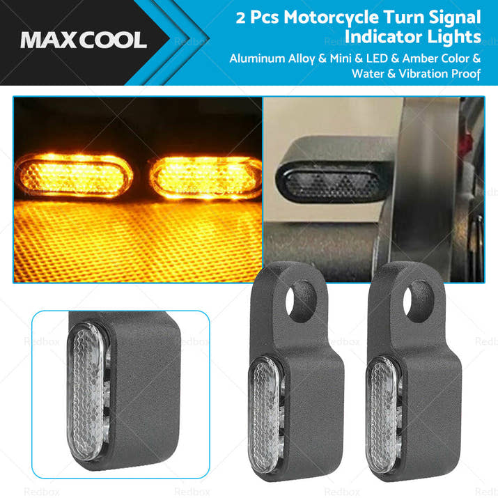 2X Mini LED Motorcycle Turn Signal Indicator Amber Blinker Light Lamp Black 3LED-1