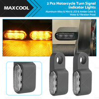 2X Mini LED Motorcycle Turn Signal Indicator Amber Blinker Light Lamp Black 3LED-1
