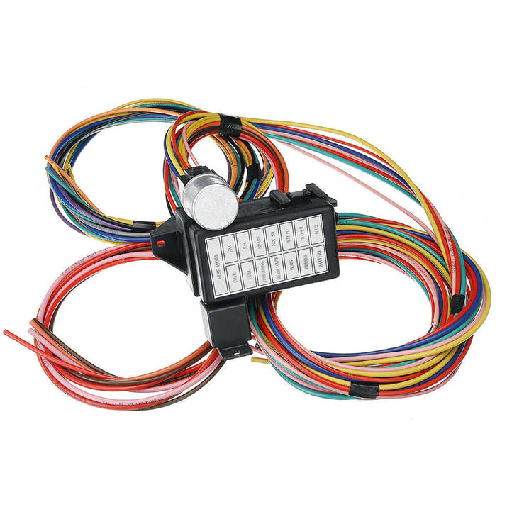 14 Circuit Wiring Harness Street Hot Rat Rod Custom Universal Wire Kit-3