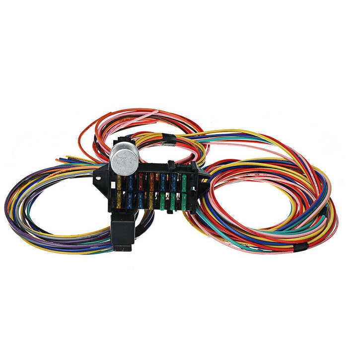 14 Circuit Wiring Harness Street Hot Rat Rod Custom Universal Wire Kit-4