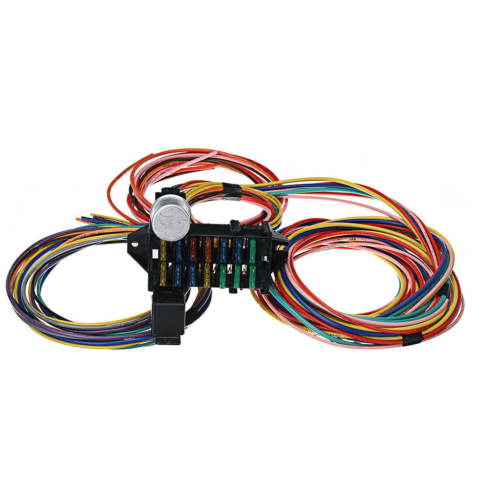 14 Circuit Wiring Harness Street Hot Rat Rod Custom Universal Wire Kit-4