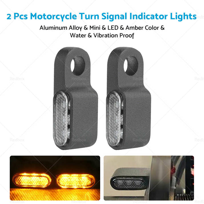 2X Mini LED Motorcycle Turn Signal Indicator Amber Blinker Light Lamp Black 3LED-3
