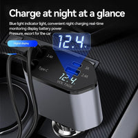 Chargeur de voiture à charge rapide rétractable, câble rétractable, 2 ports USB, adaptateur compatible, 4 en 1, 120W - AutoTech car shop