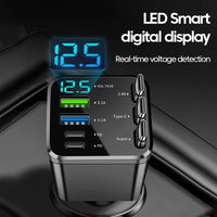Chargeur de voiture rétractable 7 en 1, 120W, charge rapide, adaptateur d'alimentation USB type - c avec câble rétractable LED - AutoTech car shop