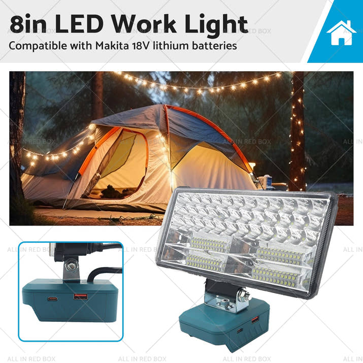 8in LED Work Light Suitable For Makita 18V Li-Ion Battery Workshop Flashlight-0